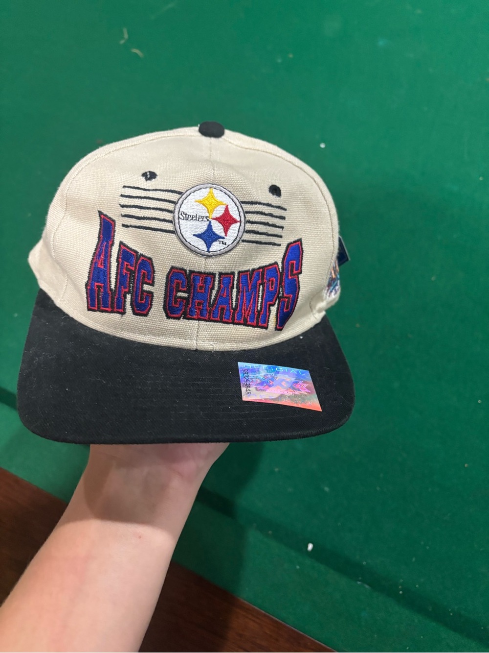 Vintage Steelers AFC Champs Beige and Black Snapback Hat